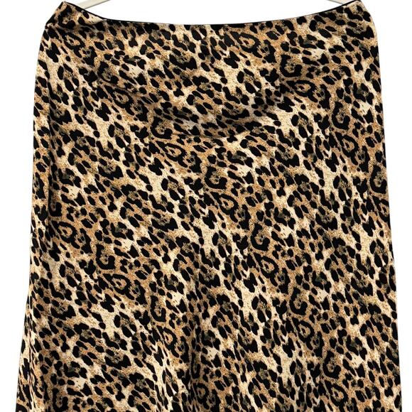 NWT OAT New York Pull On Satin Leopard Print Midi Skirt - Picture 2 of 10